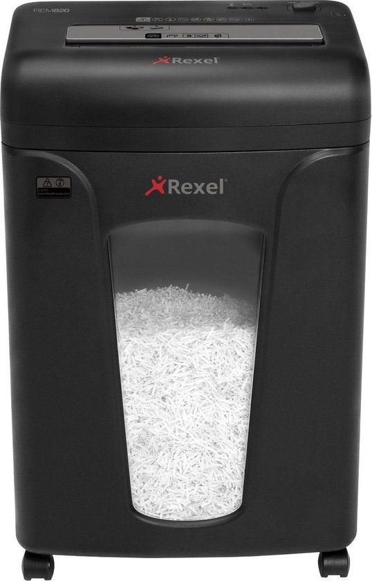 Rexel Mercury REM820 Papierversnipperaar P-5 Micro voor Thuiskantoor/Thuiswerkplek - Invoer tot 8 A4 Vellen - Zwart