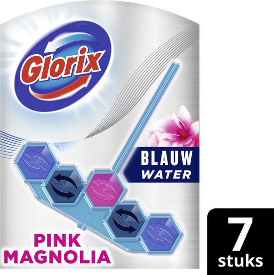 Glorix Blauw Water Pink Magnolia WC Blokjes - 7 stuks - Voordeelverpakking