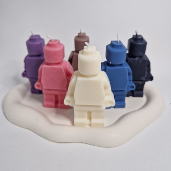 Chennies candles - Handgemaakte blok poppetjes Kaars - Soja wax - Decoratieve kaars - Geschenk - Gift - Woonaccessoires - 6 kleuren combi set