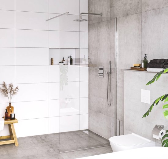 Saqu Solo Inloopdouche 100x200 cm - Nanoglas - Inclusief Aluminium Muurprofiel - Douchewand