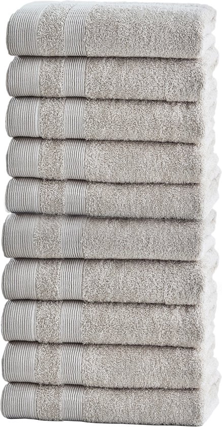 PandaHome - Handdoek - 10 delig - 10 Handdoeken 50x100 cm - 100% Katoen - handdoek beige - Beige handdoek