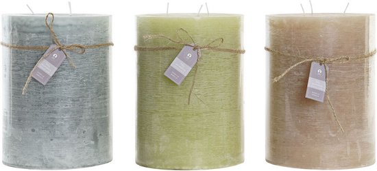 Kaars DKD Home Decor Vanille Was Eenvoudig (14,5 x 14,5 x 20 cm) (3 Stuks)