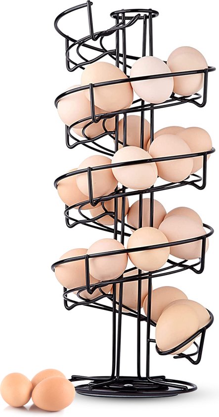 Eiermand – Eierrek – Eierhouder – Eieren – 360° - Zwart - 39 eieren - BAULK®