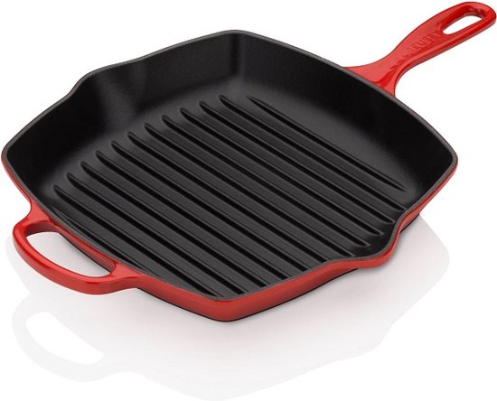 Le Creuset vierkante grillpan - 26 CM - Voor iedere warmte bron - Kersenrood