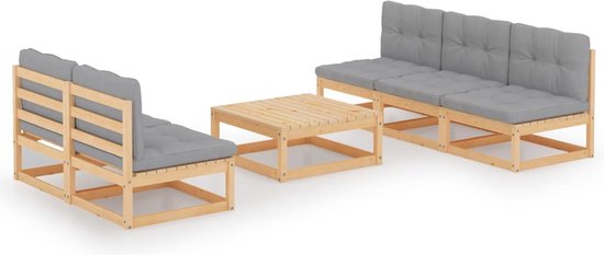 vidaXL-6-delige-Loungeset-met-kussens-massief-grenenhout