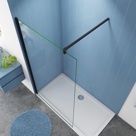 Serie Blossom - Inloopdouche / Douchewand - 70x200 - Mat Zwart Profiel - Antikalk – 8mm Helder Veiligheidsglas - Industrieel