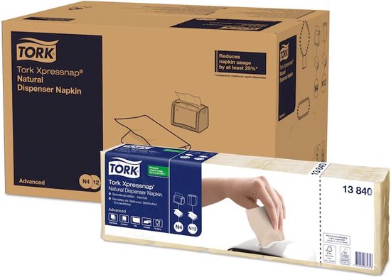 Tork Xpressnap® dispenserservet 216x33cm 1-laags 1/4-vouw Natural environmental print