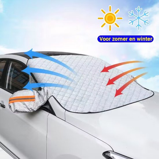 TDR Auto Zonnescherm - Meerlaags Composietmateriaal - Water- en UV-afstotend - Dubbele Bevestiging - Maat: 165x143CM - Extra groot