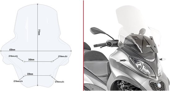 Givi D5613st Piaggio Mp3 350/500 Sport/business Voorruit Transparant