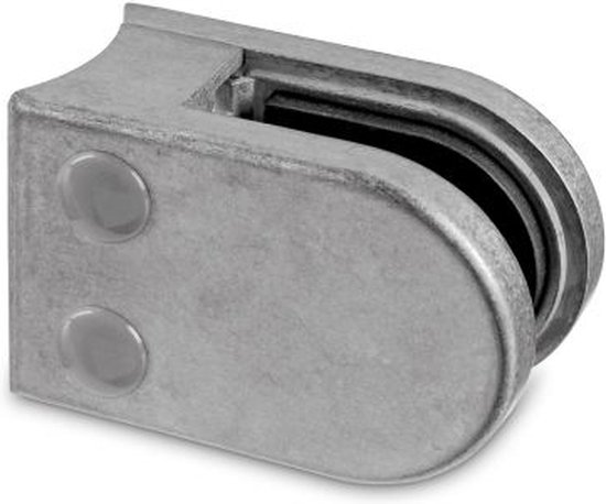 Glasklem Ovaal Buis RVS304 | d=42,4 mm | 45x63 mm | dikte glas = 10,76 mm | Multiglas | met safetypin| 2 stuks