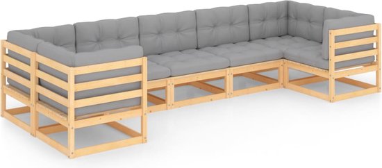 vidaXL-7-delige-Loungeset-met-kussens-massief-grenenhout