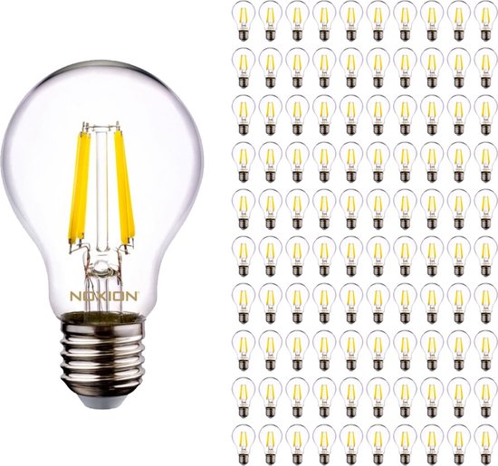 Voordeelpak 100x Noxion Lucent LED E27 Peer Filament Helder 7W 806lm - 840 Koel Wit | Vervangt 60W.