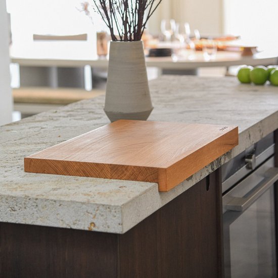 COOKX - Eiken Snijblok met Antislip Rand - Snijplank hout - Breed model