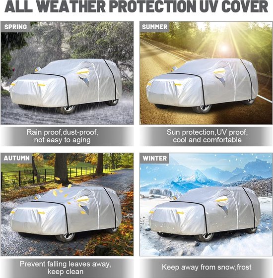 autohoes, buiten, volledige garage, ademend en waterdicht, complete autohoes voor alle seizoenen, universele autohoes,:M(455x185x170CM)