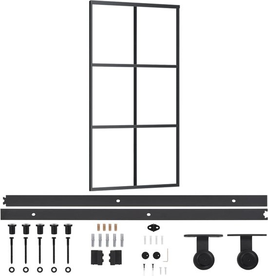 vidaXL-Schuifdeur-met-beslag-102x205-cm-aluminium-en-ESG-glas