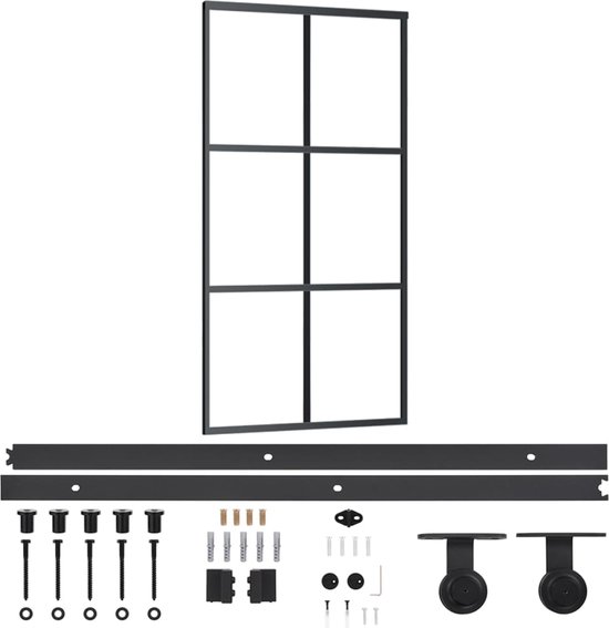 vidaXL-Schuifdeur-met-beslag-102x205-cm-aluminium-en-ESG-glas