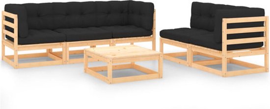 vidaXL-6-delige-Loungeset-met-kussens-massief-grenenhout