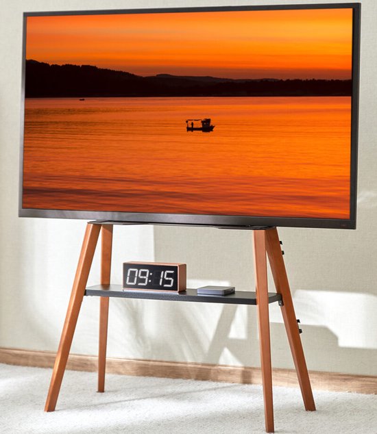 TV Standaard Hout Scandinavisch | Vierpoot | Kleur: Zwart Walnoot