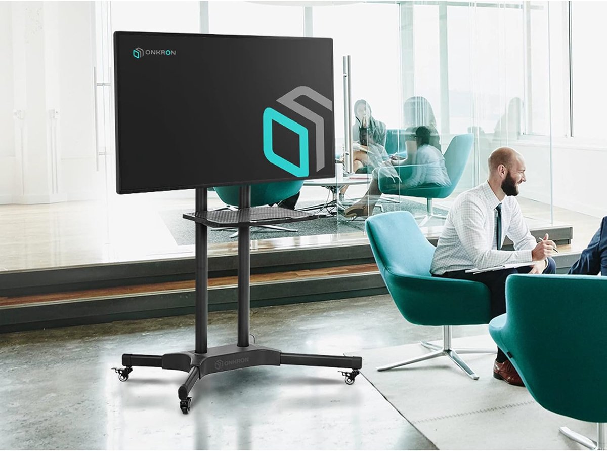 Mobiele tv-standaard op wielen met verstelbare hoogte voor schermen van 32-65 inch tot 50 kg en VESA max 600x400 TS1351-B zwart