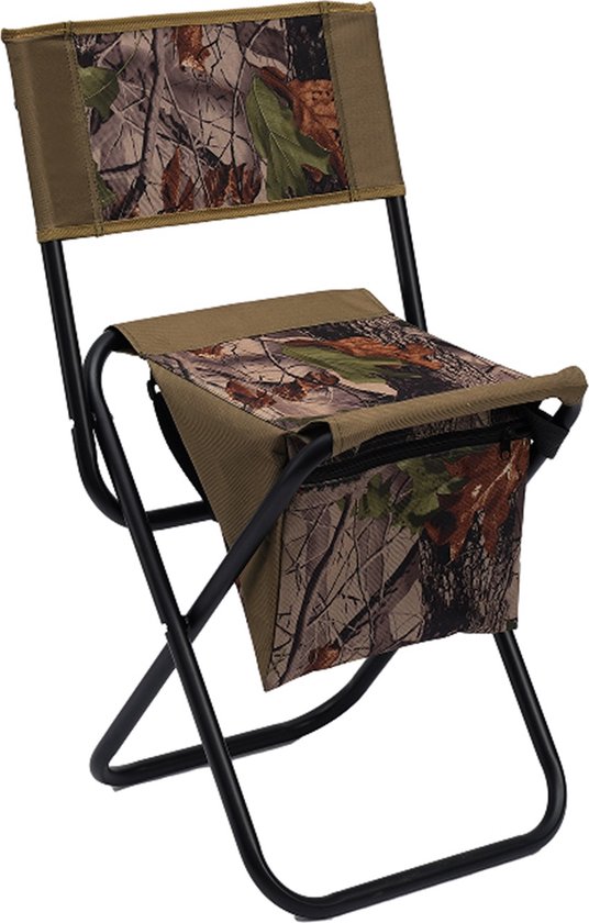 Eurocatch Opvouwbare stoel - Viskrukje - Visstoel - Met Tas en Rugleuning - Camouflage - 41x33x75cm - 19mm Frame