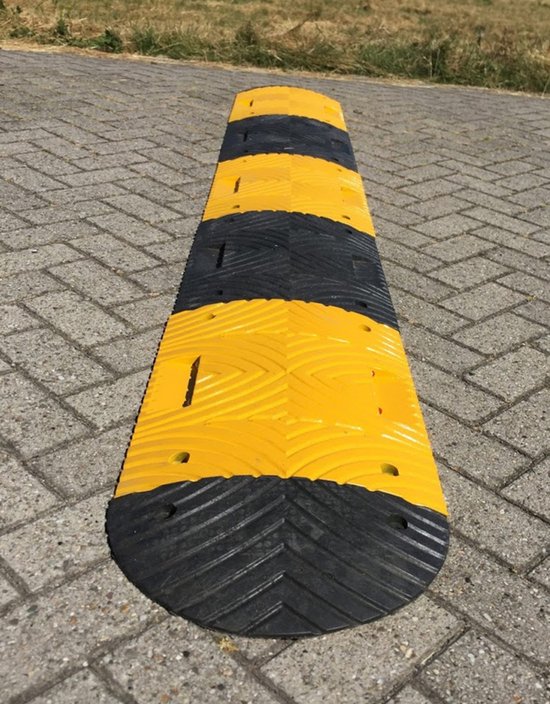 Verkeersdrempel slowly - geel zwart - kunststof 350 cm 5 cm