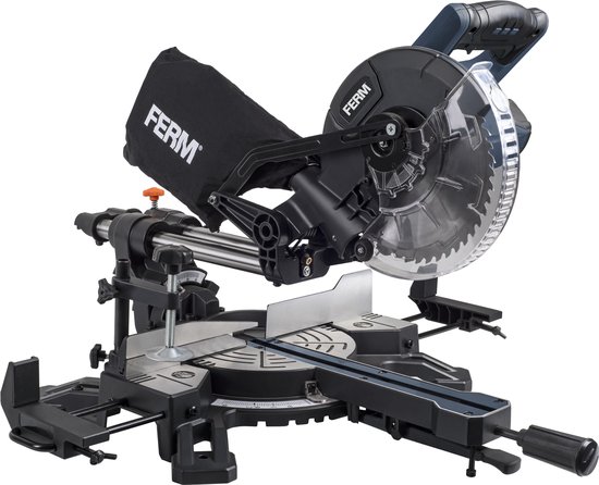 FERM Kantelbare radiaal afkortzaag/verstekzaag, 1500W, Ø210mm – Lasergeleiding – incl. 48T TCT zaagblad, zijsteunen en stofzuigeraansluiting