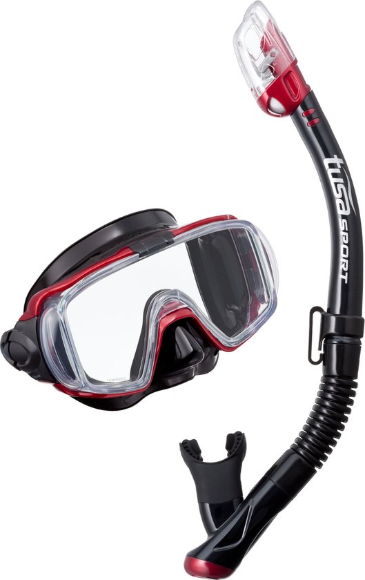 TUSAsport Snorkelmasker Duikbril Snorkelset Visio Tri-Ex  UC-3125QB - zwart/rood