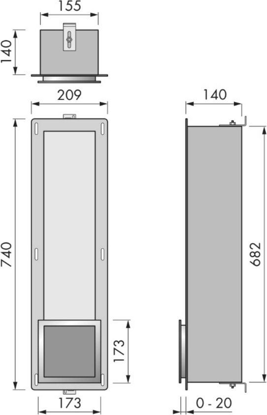 Looox Closed Inbouw Reserverolhouder 17.3x74x14cm - 6 rollen - Mat wit