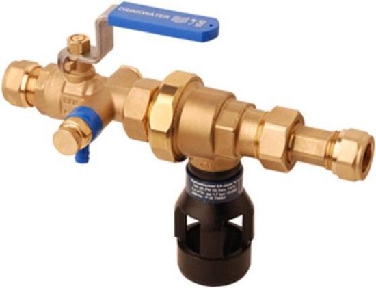 Raminex RAM RAM terugstroombeveiliging klasse CA 15x15mm knel 179mm messing kiwa