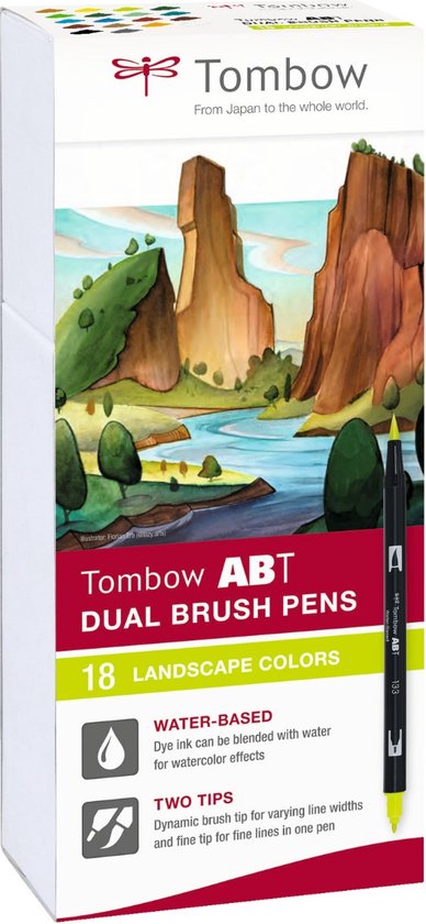 Tombow ABT Dual-Brush tekenpennen - Natuur kleuren - Set van 18