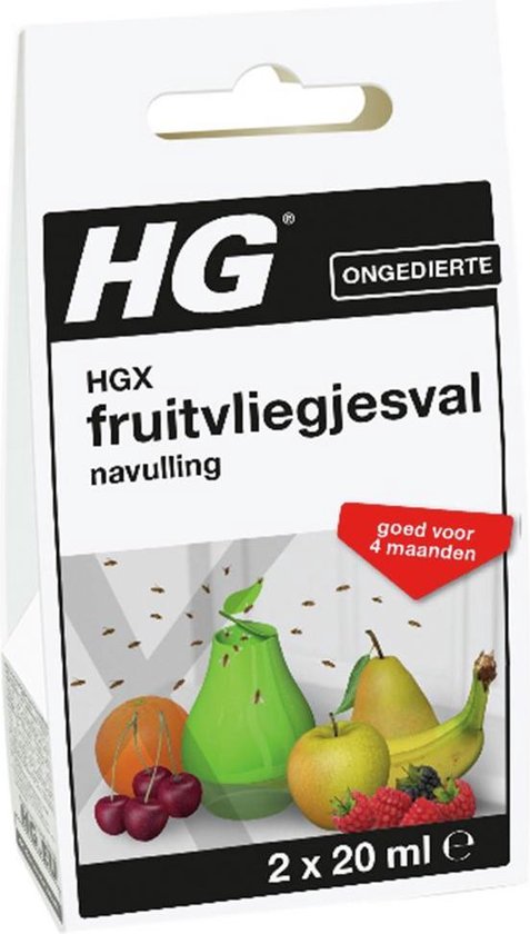 HGX fruitvliegjesval navulling -  2 x 20ml - effectieve bestrijdingsmiddel