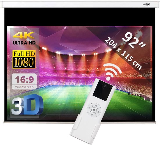 Elektrisch projectiescherm met afstandsbediening - 92" (234 cm) - 204 x 115 cm - 16:9 - beamer scherm