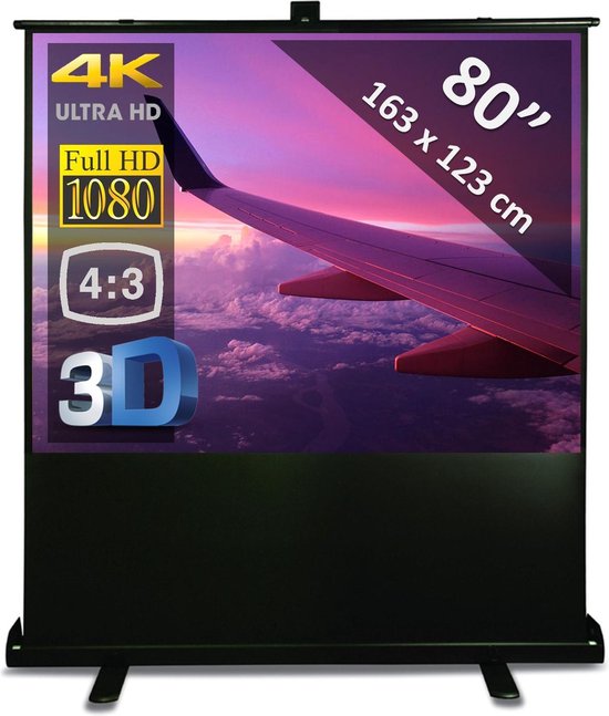 Vloerscherm 80" - 2m03  (floor pull up system) - 163 x 123 cm (4:3) - beamer scherm