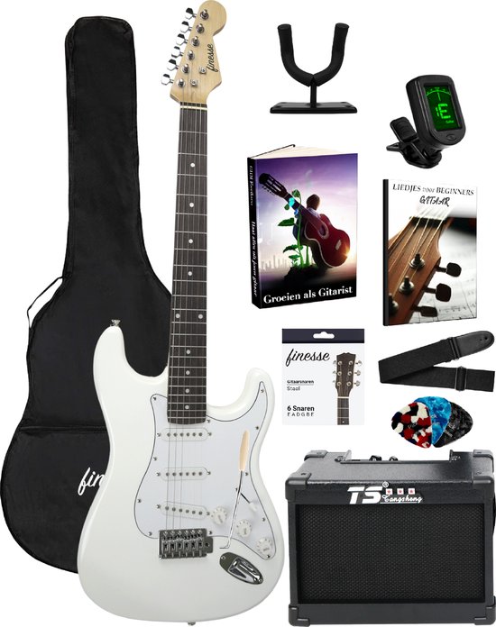 Finesse® Vienna Series Elektrische Gitaar Set inclusief Versterker, Gitaartas, Gitaarband, Stemapparaat, Muurbevestiging, Plectrums en Whammy Bar – Gitaar Kind – Gitaar Volwassenen – Beginner