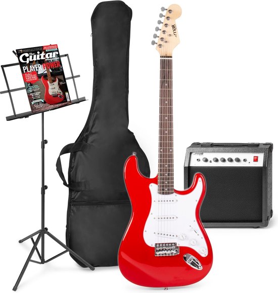 Elektrische gitaar met gitaar versterker - MAX Gigkit - Perfect voor beginners - incl. muziekstandaard, gitaar stemapparaat, gitaartas en plectrum - Rood
