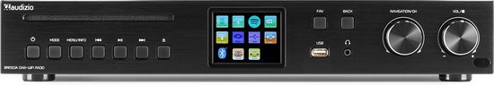 DAB radio met cd speler - Audizio Brescia - Internet radio met wifi, mp3 en 120W versterker - Zwart