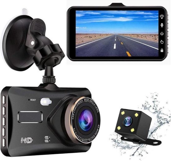 TechU™ Dashcam 4K M11 Pro Dual Camera – 4 inch Touchscreen – Dashboardcamera – Full HD 1080p – Loop Recording – Nachtvisie – Bewegingssensor – G-sensor – Autocamera Voor én Achter - voor auto