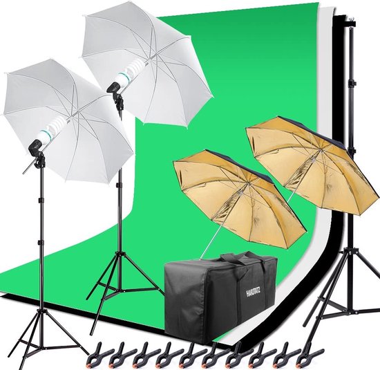 Achtergrond fotostudio set 5-in-1 reflector fotoscherm fotoscherm fotografie lampstatief groen scherm met standaard set YouTube apparatuur accessoires - Bellamar™
