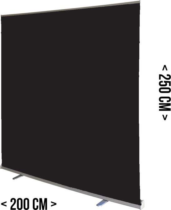 Roll-up achtergrondscherm Zwart/ Black | 200 x 250 cm | Studio wall | Mobiele fotostudio | Fotoshoot | Background | Pop-up video wall