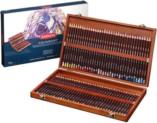 Derwent Coloursoft Potloden in Houten Kist - 72 Stuks