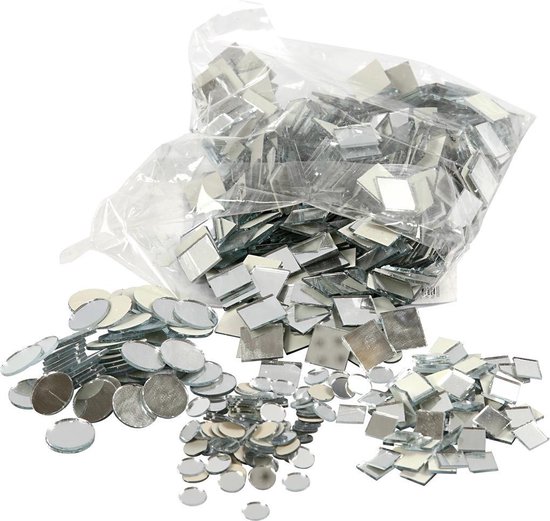 Spiegel mozaiek tegels, 10-18 mm, 1900 assorti