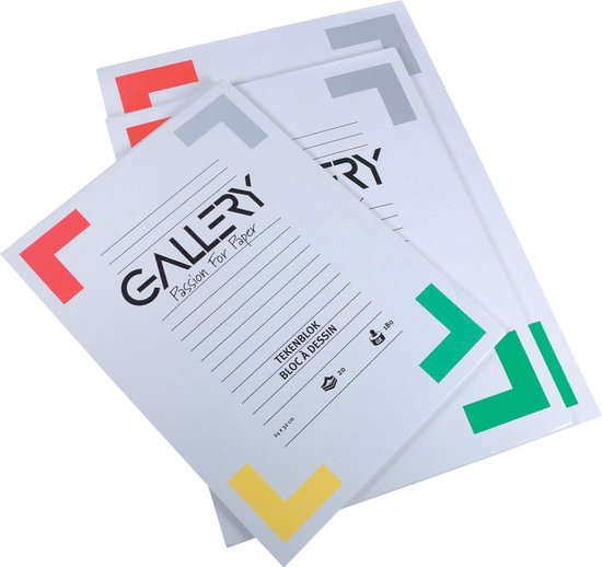 Gallery tekenblok ft 24 x 32 cm, extra zwaar houtvrij papier, 190 g/m², blok van 20 vel 10 stuks