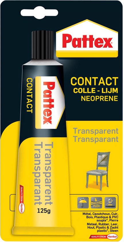 Pattex contactlijm Transparant, tube van 125 g, op blister 12 stuks