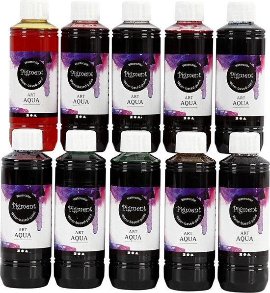 Art Aqua Pigment, kleuren assorti, 10x250 ml