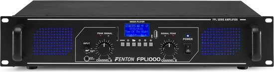 Versterker - Fenton FPL1000 digitale klasse-D versterker 2x 500W met Bluetooth en mp3 speler