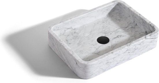 Mawialux opzet waskom - Carrara marmer - 50x36 cm - Mat wit - Sarah