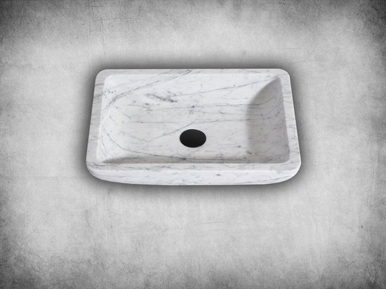Mawialux opzet waskom - Carrara marmer - 50x36 cm - Wit - Feroz