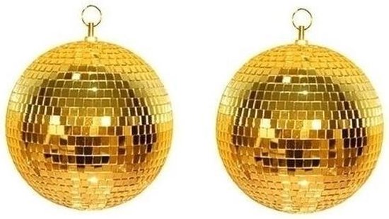 2x Disco spiegel ballen goud 30 cm - Discobal - Spiegelbal - Themafeest decoratie