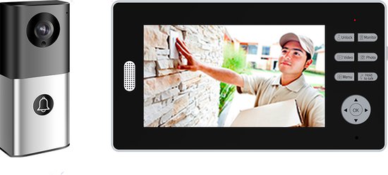 Doorsafe 4300 - HD draadloze camera deurbel + scherm - accu/stroom - 100% Privacy, gemak & eenvoud