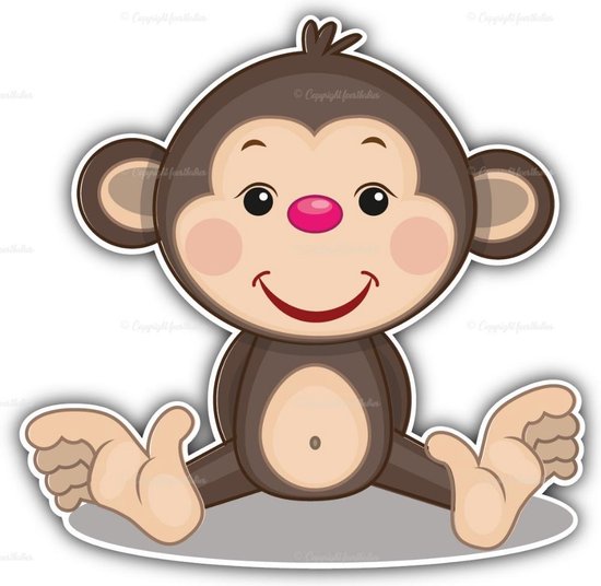 geboortebord bruin aapje 75 cm